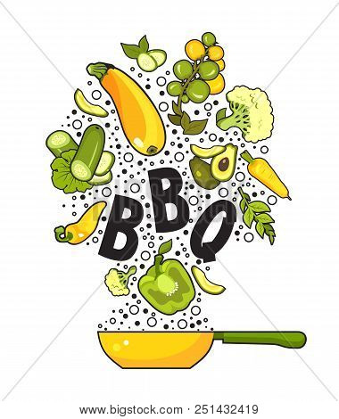 Vector Vertical Illustration With Ripe Vegetables Poster Brochure On White Background About Healthy 