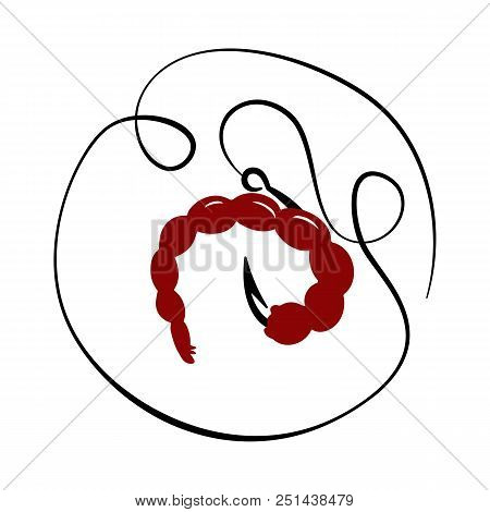 Bait The Moths. Fishhook. Vector Illustration. Simple Icon Fishing Tackle