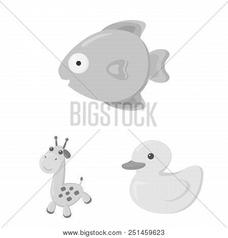 An Unrealistic Monochrome Animal Icons In Set Collection For Design. Toy Animals Vector Symbol Stock
