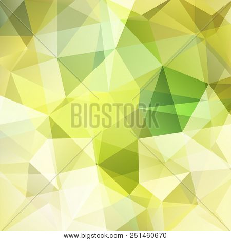 Geometric Pattern, Polygon Triangles Vector Background In Green, White And Yellow Tones. Illustratio