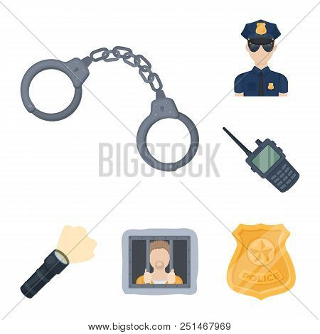 Police, Department Cartoon Icons In Set Collection For Design.detective And Accessories Vector Symbo