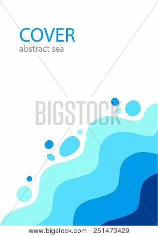 Cover Abstract Sea. Vector Background Template For Summer Vacation. Poster For Water Related Busines