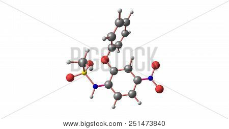 Nimesulide Molecular Structure Isolated On White