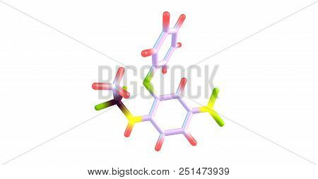 Nimesulide Molecular Structure Isolated On White