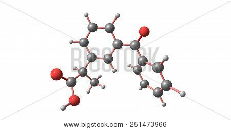 Ketoprofen Molecular Structure Isolated On White