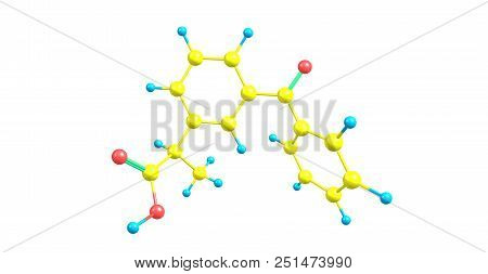 Ketoprofen Molecular Structure Isolated On White