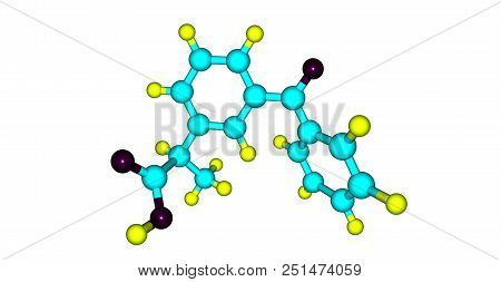 Ketoprofen Molecular Structure Isolated On White