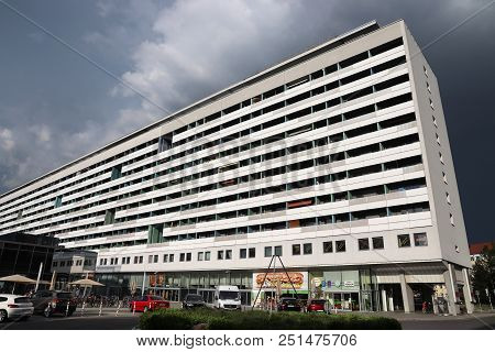 Dresden, Germany - May 10, 2018: Prager Zeile Condominium Building In Dresden, Germany. It Is One Of