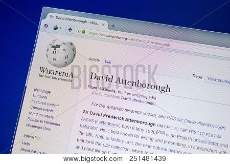 Ryazan, Russia - July 09, 2018: Page On Wikipedia About David Attenborough