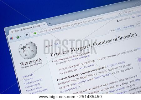 Ryazan, Russia - July 09, 2018: Page On Wikipedia About Princess Margaret, Countess Of Snowdon