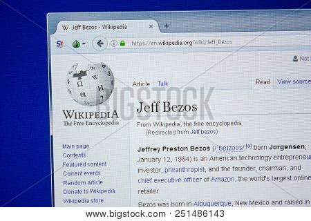 Ryazan, Russia - July 09, 2018: Page On Wikipedia About Jeff Bezos