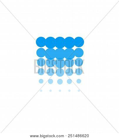 Waterfall Icon, Water Abstract Logo Template, Blue Bubbles, Hydroelectric Power Station, Vector Illu