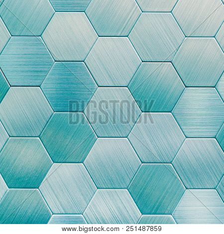 Abstract Silver Metal Background. Geometric Hexagons. Different Color