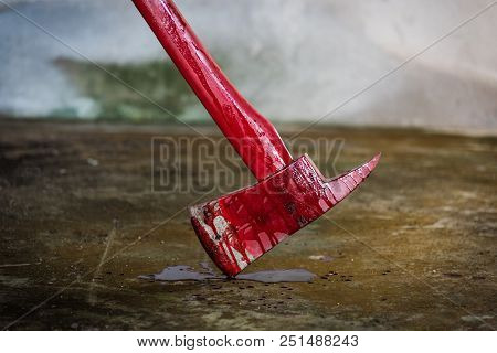 Assassin Instrument Crime Axe In Puddle Blood