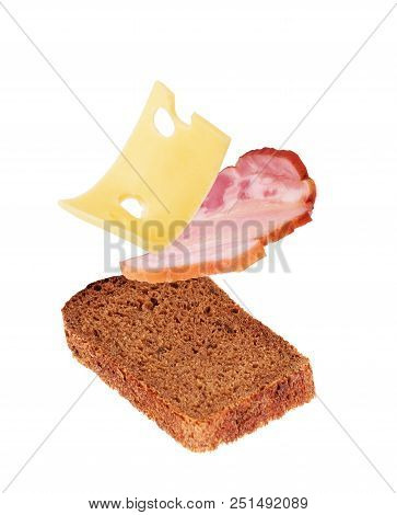 Sandwich With Bacon And Cheese On A White Background
