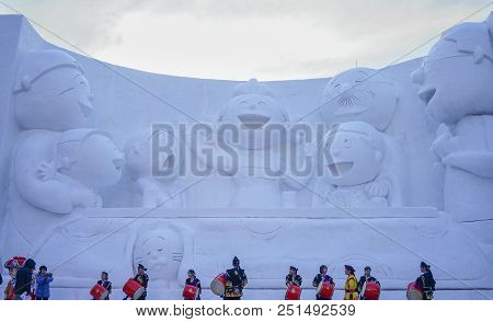 Ice Sculptures On The Pedestrian Street
