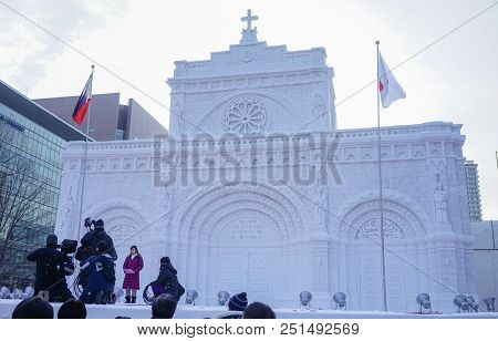 Ice Sculptures On The Pedestrian Street
