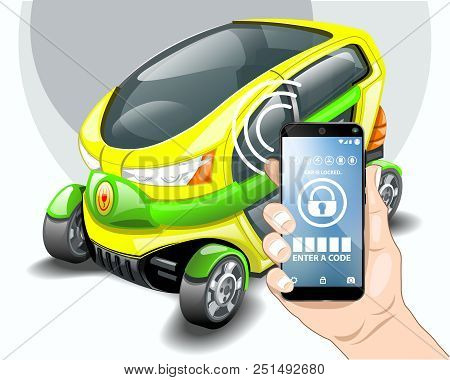 Car Phone Control, Security System. Eps 10 Vector Graphics. Layered And Editable.