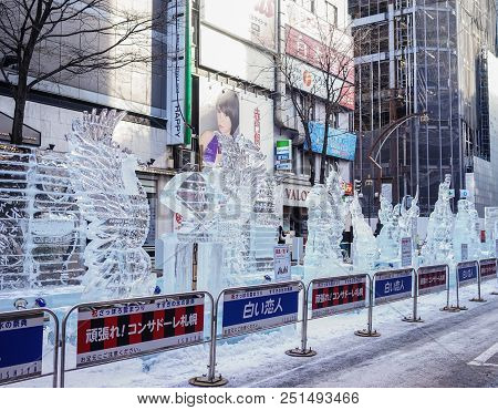 Ice Sculptures On The Pedestrian Street