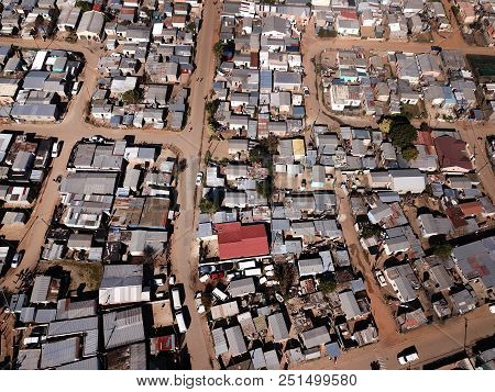 Aerial View Over Poor Township In South Africa