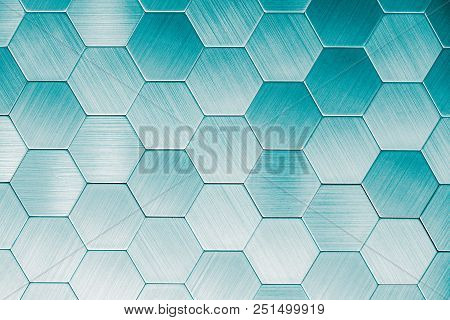 Abstract Silver Metal Background. Geometric Hexagons. Different Color