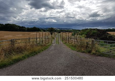 The View Over The Fields Near Standish In Wigan In Summer As A Storm Approached