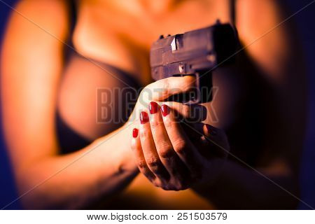 Sexy Busty Lady Killer Gun
