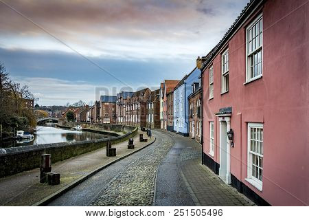 View Of Norwich In Norfolk Along The River Wensum