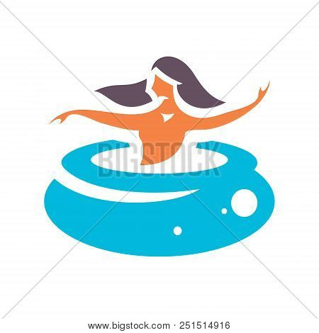 Girl In A Water Tank Isolated On White Background