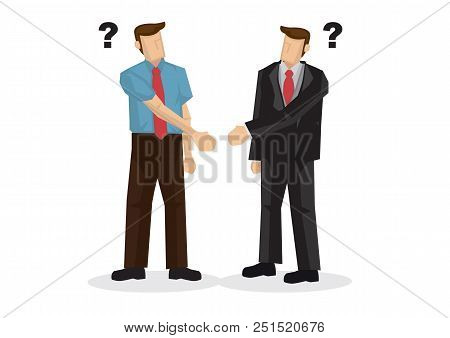 Business People Hand Shaking With Different Hands. Concept Of Misunderstanding, Confused, Doubt, Unc