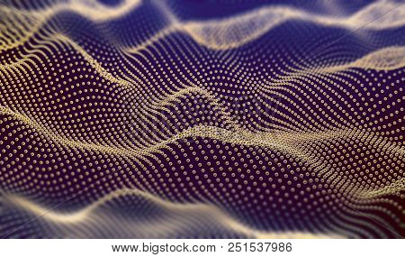 Science And Technology Concept.dots And Waves. Abstract Mesh And Stucture Background. 3d Illustratio