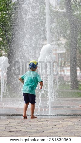 Gomel, Belarus Children Bathing In The Fountain. Square Named After Gromyko