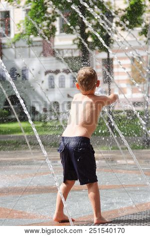 Gomel, Belarus Children Bathing In The Fountain. Square Named After Gromyko