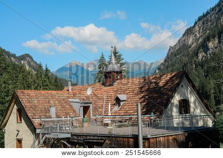 Pretty buildings in village of Bergun, Canton of Grisons, Switzerland