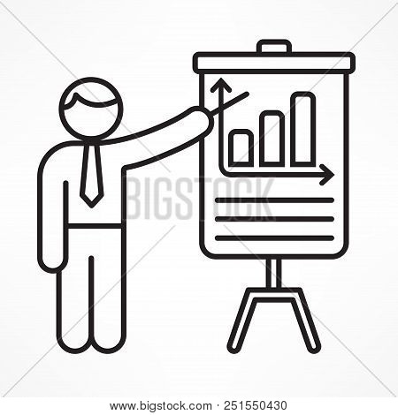 Flip Chart, Linear Business Presentation Icon Set. Vector Illustration.