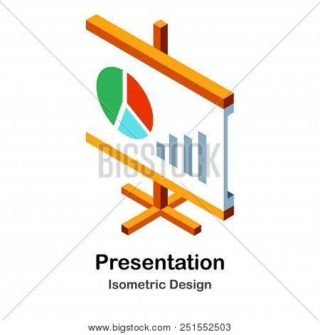 Illustration Of Presentation Board With Pie Chart Isometric View