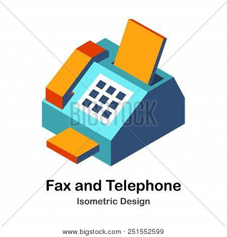 Illustration Of Fax And Telephone In Isometric View