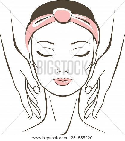 Cosmetologist Makes Face Massage In Spa Salon Beauty Treatment Concept