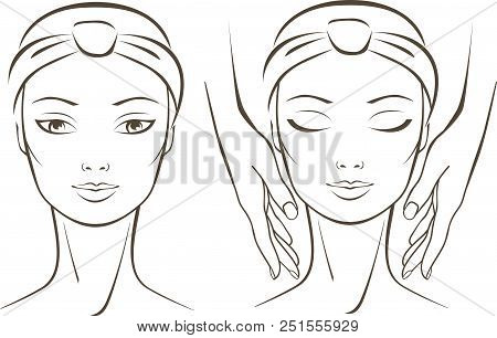 Cosmetologist Makes Face Massage In Spa Salon Beauty Treatment Concept