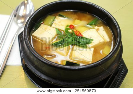 Tofu Soup With Soy Bean Paste Or Haemul Sundudu