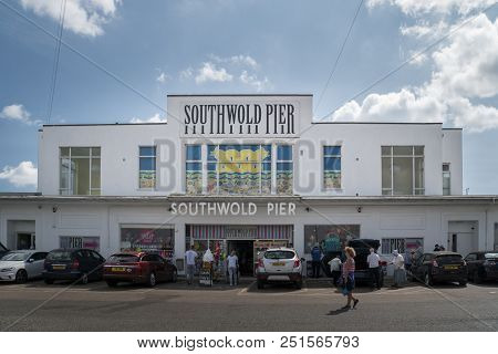 Southwold, Suffolk, Uk, July 2018 - Southwold Pier Entrance In The Seaside Town Of Southwold, Suffol