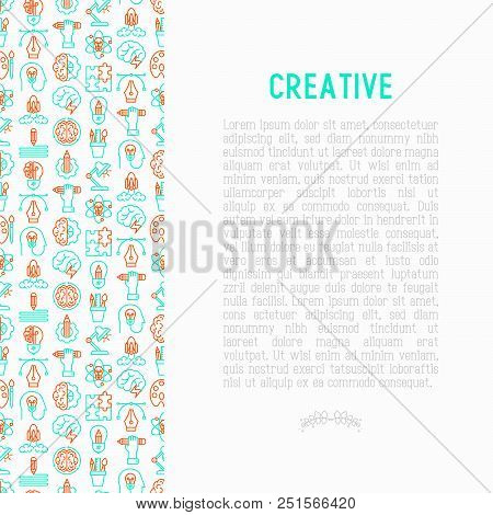 Creative Concept With Thin Line Icons: Generation Of Idea, Start Up, Brief, Brainstorming, Puzzle, C