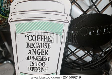 A Vintage Latte Coffee Cup Quote Sign