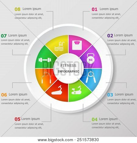 Infographic Design Template With Fitness Icons, Stock Vector