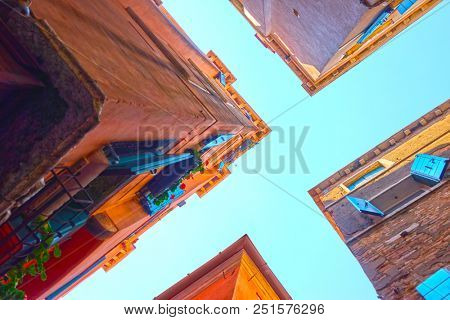 Angle shot of a street crossing in Venice, Italy