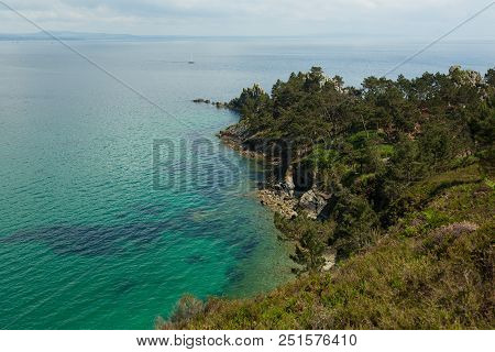 Ocean View. Nature Background With Nobody. Morgat, Crozon Peninsula, Brittany, France.