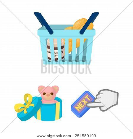 E-commerce And Business Cartoon Icons In Set Collection For Design. Buying And Selling Vector Symbol