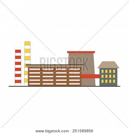 Factory Building Game App Icon In Flat Style. Manufacturing Industrial Factory  Concept Isolated On 