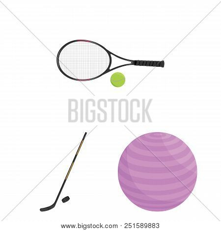 Different Kinds Of Sports Cartoon Icons In Set Collection For Design. Sport Equipment Vector Symbol 