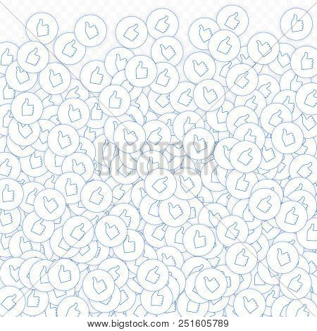 Social Media Icons. Social Media Overload Concept. Falling Scattered Thumbs Up. Stylish Bottom Gradi